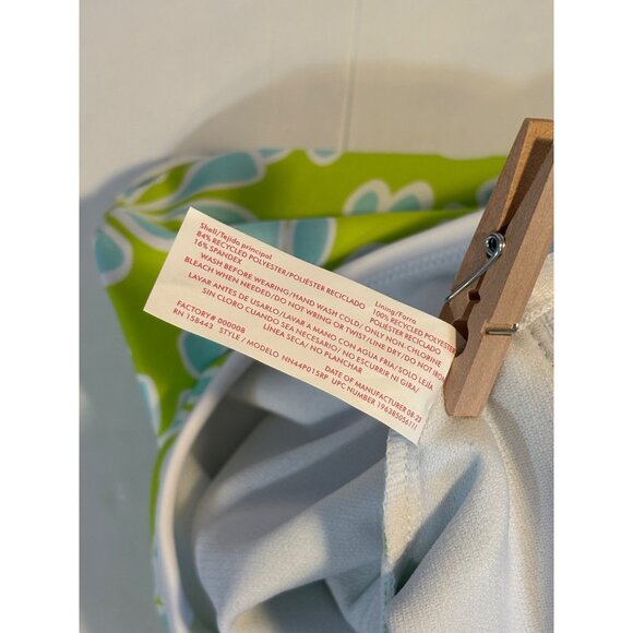 Ninety-Nine Floral One-Piece Swimsuit Halter Neck Green & White Juniors Small - Picture 10 of 10